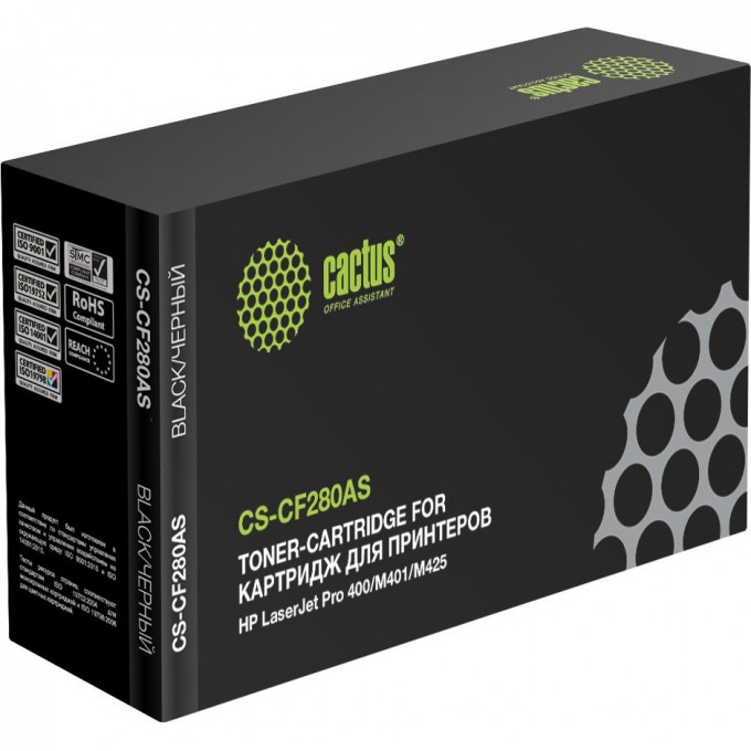 Лазерный картридж CACTUS (HP 80A) для HP LaserJet M401 Pro 400, M401a, M401d Pro 400, M401dn, M401dne (CF399A), M401dw, M401n, M425 Pro 400 MFP, M425dn, M425dw, черный, 2 700 стр. CS-CF280AS Лазерный картридж CACTUS (HP 80A) для HP LaserJet M401 Pro 400, M401a, M401d Pro 400, M401dn, M401dne (CF399A), M401dw, M401n, M425 Pro 400 MFP, M425dn, M425dw, черный, 2 700 стр. CS-CF280AS