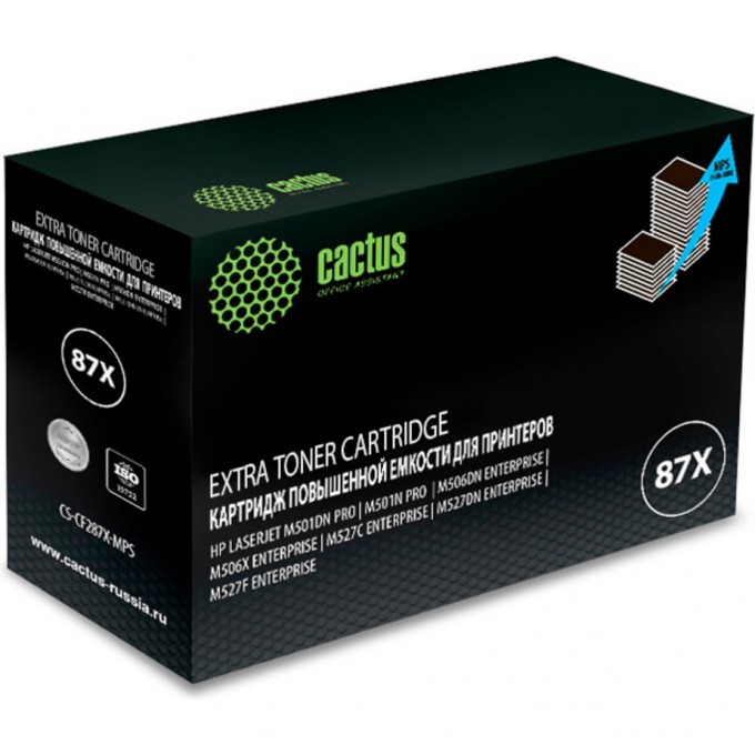 Лазерный картридж CACTUS (HP 87X) для HP LaserJet M506dn, M506n, M506x, черный, увеличенной емкости, 24 000 стр. CS-CF287X-MPS Лазерный картридж CACTUS (HP 87X) для HP LaserJet M506dn, M506n, M506x, черный, увеличенной емкости, 24 000 стр. CS-CF287X-MPS