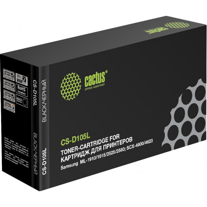 Лазерный картридж CACTUS (MLT-D105L) для Samsung ML 1910, 1915, 2525, 2525w, 2540, 2540r, 2580, 2580n; SCX 4600, 4623, 4623f, 4623fn, 4623fw; SF 650, 650p, черный, 2 500 стр. CS-D105L Лазерный картридж CACTUS (MLT-D105L) для Samsung ML 1910, 1915, 2525, 2525w, 2540, 2540r, 2580, 2580n; SCX 4600, 4623, 4623f, 4623fn, 4623fw; SF 650, 650p, черный, 2 500 стр. CS-D105L