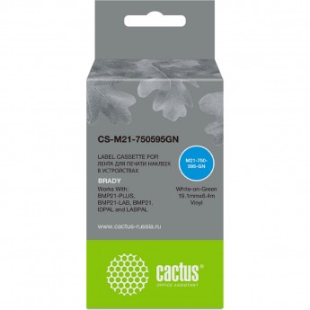 Ленточный картридж CACTUS CS-M21-750595GN для Brady BMP21-PLUS, BMP21-LAB, белый Ленточный картридж CACTUS CS-M21-750595GN для Brady BMP21-PLUS, BMP21-LAB, белый