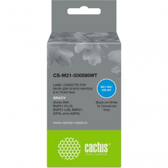 Ленточный картридж CACTUS CS-M21-500595WT для Brady BMP21-PLUS, BMP21-LAB, черный Ленточный картридж CACTUS CS-M21-500595WT для Brady BMP21-PLUS, BMP21-LAB, черный
