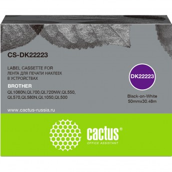 Ленточный картридж CACTUS CS-DK22223 для Brother P-touch QL-500, QL-550, QL-700, QL-800, черный Ленточный картридж CACTUS CS-DK22223 для Brother P-touch QL-500, QL-550, QL-700, QL-800, черный