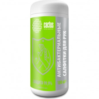 Салфетки влажные CACTUS CS-ASHCL100 антибактериальные спиртовые, 100 шт