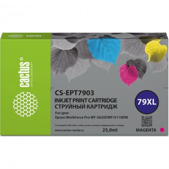 Струйный картридж CACTUS CS-EPT7903 (79XL) для Epson WorkForce WF-4630 Pro, WF-4640 Pro, WF-5110 Pro, пурпурный Струйный картридж CACTUS CS-EPT7903 (79XL) для Epson WorkForce WF-4630 Pro, WF-4640 Pro, WF-5110 Pro, пурпурный