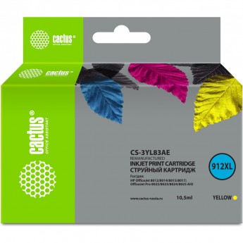 Струйный картридж CACTUS CS-3YL83AE (912XL) для HP OfficeJet 8012, 8014, 8015, 8017; OfficeJet Pro 8022, 8023, 8024, 8025 AIO, желтый, 10.5 мл Струйный картридж CACTUS CS-3YL83AE (912XL) для HP OfficeJet 8012, 8014, 8015, 8017; OfficeJet Pro 8022, 8023, 8024, 8025 AIO, желтый, 10.5 мл
