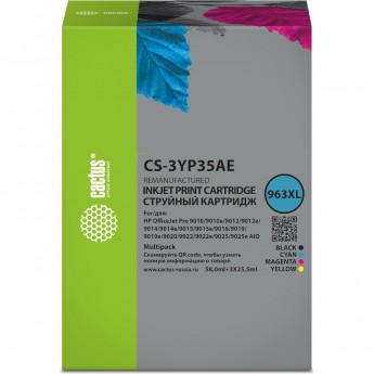 Струйный картридж CACTUS CS-3YP35AE (963XL) для HP OJ 9010 Pro AiO, 9012, 9014, 9015, 9016, многоцветный набор, 134.5 мл Струйный картридж CACTUS CS-3YP35AE (963XL) для HP OJ 9010 Pro AiO, 9012, 9014, 9015, 9016, многоцветный набор, 134.5 мл