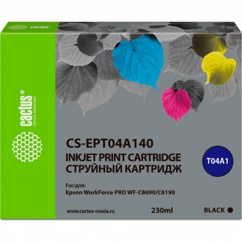 Струйный картридж CACTUS CS-EPT04A140 (C13T04A140) для Epson WorkForce Pro WF-C8190, WF-C8690, черный, 230 мл Струйный картридж CACTUS CS-EPT04A140 (C13T04A140) для Epson WorkForce Pro WF-C8190, WF-C8690, черный, 230 мл