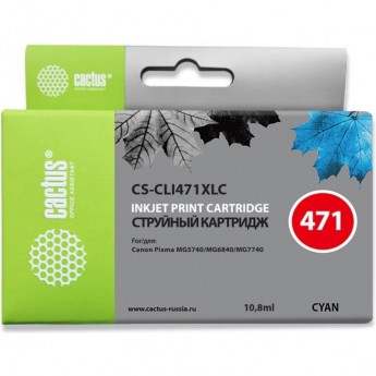 Струйный картридж CACTUS CS-CLI471XLC (CLI-471XLC) для Canon Pixma MG5740, MG6840, MG7740, TS5040, TS6040, TS8040, TS9040, голубой, 10,8 мл Струйный картридж CACTUS CS-CLI471XLC (CLI-471XLC) для Canon Pixma MG5740, MG6840, MG7740, TS5040, TS6040, TS8040, TS9040, голубой, 10,8 мл