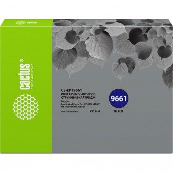Струйный картридж CACTUS CS-EPT9661 (C13T966140) для Epson WorkForce Pro WF-M5299DW, M5799DWF, черный, 795 мл Струйный картридж CACTUS CS-EPT9661 (C13T966140) для Epson WorkForce Pro WF-M5299DW, M5799DWF, черный, 795 мл
