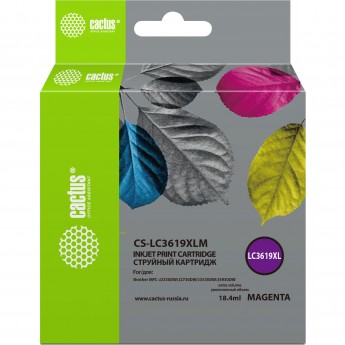 Струйный картридж CACTUS CS-LC3619XLM для Brother MFC J2330dw, J2730dw, J3530dw, J3930dw, увеличенной емкости, пурпурный, 18,4 мл Струйный картридж CACTUS CS-LC3619XLM для Brother MFC J2330dw, J2730dw, J3530dw, J3930dw, увеличенной емкости, пурпурный, 18,4 мл