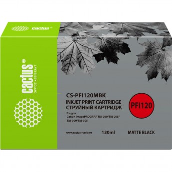 Струйный картридж CACTUS CS-PFI120MBK для Canon imagePrograf TM-200, TM-205, TM-300, TM-305, черный матовый, 130 мл Струйный картридж CACTUS CS-PFI120MBK для Canon imagePrograf TM-200, TM-205, TM-300, TM-305, черный матовый, 130 мл