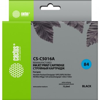 Струйный картридж CACTUS CS-C5016A (HP 84) для HP DesignJet 10ps, 20ps, 30, 30gp, 30n, 50ps, 90, 90gp, 90r, 120, 120nr, 120ps, 120psn, 130, 130de, 130gp, 130nr, 130r, черный, 72 мл Струйный картридж CACTUS CS-C5016A (HP 84) для HP DesignJet 10ps, 20ps, 30, 30gp, 30n, 50ps, 90, 90gp, 90r, 120, 120nr, 120ps, 120psn, 130, 130de, 130gp, 130nr, 130r, черный, 72 мл
