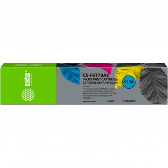 Струйный картридж CACTUS CS-F6T78AE (HP 913A) для HP PW 352dw, 377dw, Pro 477dw, 452dw, пурпурный, 55 мл Струйный картридж CACTUS CS-F6T78AE (HP 913A) для HP PW 352dw, 377dw, Pro 477dw, 452dw, пурпурный, 55 мл