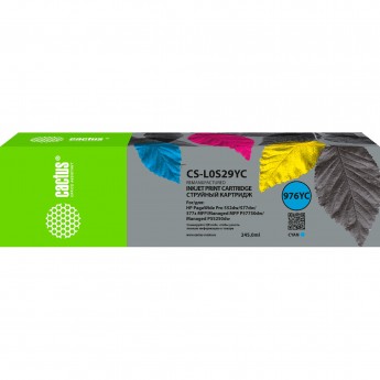 Струйный картридж CACTUS CS-L0S29YC (HP 976YC) для HP PageWide P55250dw, P57750dw, голубой, 245 мл Струйный картридж CACTUS CS-L0S29YC (HP 976YC) для HP PageWide P55250dw, P57750dw, голубой, 245 мл