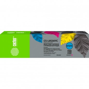 Струйный картридж CACTUS CS-L0S30YC (HP 976YC) для HP PageWide P55250dw, P57750dw, пурпурный, 245 мл Струйный картридж CACTUS CS-L0S30YC (HP 976YC) для HP PageWide P55250dw, P57750dw, пурпурный, 245 мл