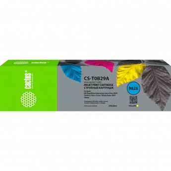 Струйный картридж CACTUS CS-T0B29A (HP 982X) для HP PageWide 765dn, 780 Enterprise Color, желтый Струйный картридж CACTUS CS-T0B29A (HP 982X) для HP PageWide 765dn, 780 Enterprise Color, желтый
