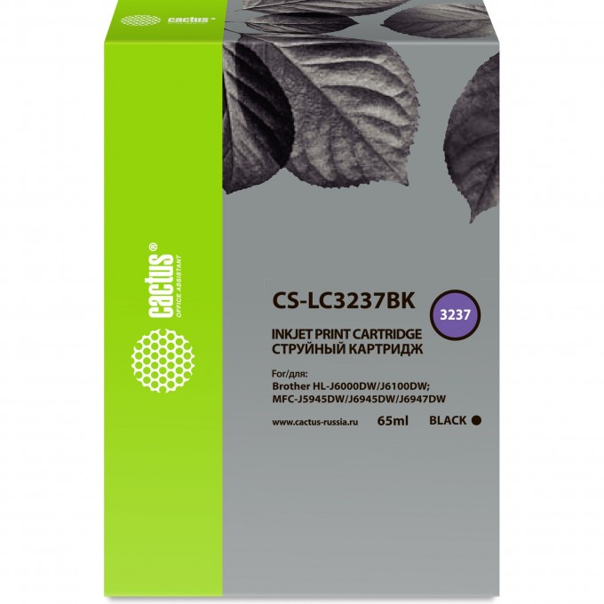 Струйный картридж CACTUS (LC3237BK) для Brother HL-J6000DW, J6100DW, черный, 65 мл CS-LC3237BK Струйный картридж CACTUS (LC3237BK) для Brother HL-J6000DW, J6100DW, черный, 65 мл CS-LC3237BK