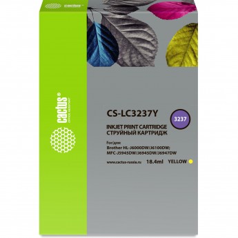 Струйный картридж CACTUS CS-LC3237Y (LC3237Y) для Brother HL-J6000DW, J6100DW, желтый, 18.4 мл Струйный картридж CACTUS CS-LC3237Y (LC3237Y) для Brother HL-J6000DW, J6100DW, желтый, 18.4 мл