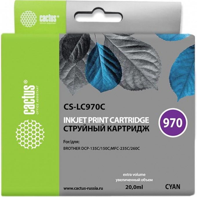 Струйный картридж CACTUS (LC970C) для принтеров Brother DCP 135, DCP 135c, DCP 150, DCP 150c, DCP 153c, DCP 157c, DCP 750cn, MFC 235, MFC 235c, MFC 260, MFC 260c, голубой, 20 мл CS-LC970C Струйный картридж CACTUS (LC970C) для принтеров Brother DCP 135, DCP 135c, DCP 150, DCP 150c, DCP 153c, DCP 157c, DCP 750cn, MFC 235, MFC 235c, MFC 260, MFC 260c, голубой, 20 мл CS-LC970C