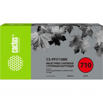 Струйный картридж CACTUS CS-PFI710BK (PFI-710BK) для Canon imagePROGRAF TX-2000, TX-3000, TX-4000, черный, 700 мл Струйный картридж CACTUS CS-PFI710BK (PFI-710BK) для Canon imagePROGRAF TX-2000, TX-3000, TX-4000, черный, 700 мл