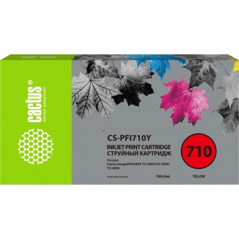 Струйный картридж CACTUS CS-PFI710Y (PFI-710Y) для Canon imagePROGRAF TX-2000, TX-3000, TX-4000, желтый, 700 мл Струйный картридж CACTUS CS-PFI710Y (PFI-710Y) для Canon imagePROGRAF TX-2000, TX-3000, TX-4000, желтый, 700 мл