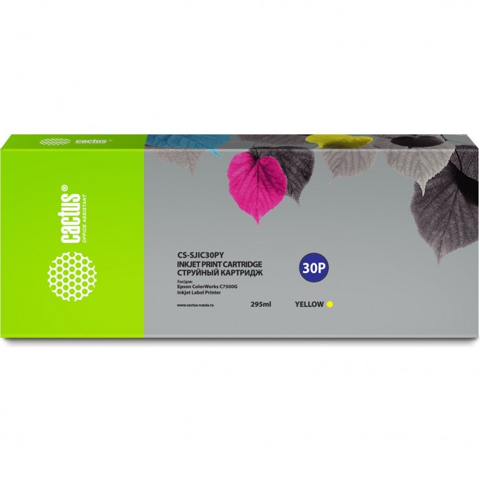Струйный картридж CACTUS (SJIC30P-Y) для Epson ColorWorks TM-C7500G, желтый, 295 мл CS-SJIC30PY Струйный картридж CACTUS (SJIC30P-Y) для Epson ColorWorks TM-C7500G, желтый, 295 мл CS-SJIC30PY