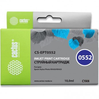 Струйный картридж CACTUS CS-EPT0552 (T0552) для принтеров Epson Stylus Photo R240, R245, RX420, RX425, RX430, RX520, голубой, 10 мл Струйный картридж CACTUS CS-EPT0552 (T0552) для принтеров Epson Stylus Photo R240, R245, RX420, RX425, RX430, RX520, голубой, 10 мл