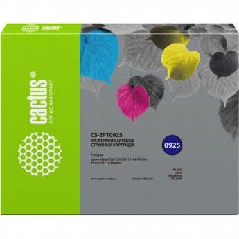 Струйный картридж CACTUS CS-EPT0925 (T0925) для принтеров Epson Stylus C91, C240, CX4300, T26, T27, TX106, TX109, TX117, TX119, набор, 8 мл + 3 x 6,6 мл Струйный картридж CACTUS CS-EPT0925 (T0925) для принтеров Epson Stylus C91, C240, CX4300, T26, T27, TX106, TX109, TX117, TX119, набор, 8 мл + 3 x 6,6 мл