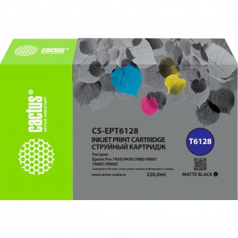 Струйный картридж CACTUS CS-EPT6128 (T6128) для Epson Stylus PRO 7880, 9880, черный матовый, 220 мл Струйный картридж CACTUS CS-EPT6128 (T6128) для Epson Stylus PRO 7880, 9880, черный матовый, 220 мл