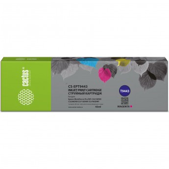 Струйный картридж CACTUS CS-EPT9443 (T9443) для Epson WorkForce WF-C5290DW, WF-C5790DW, пурпурный, 45 мл Струйный картридж CACTUS CS-EPT9443 (T9443) для Epson WorkForce WF-C5290DW, WF-C5790DW, пурпурный, 45 мл